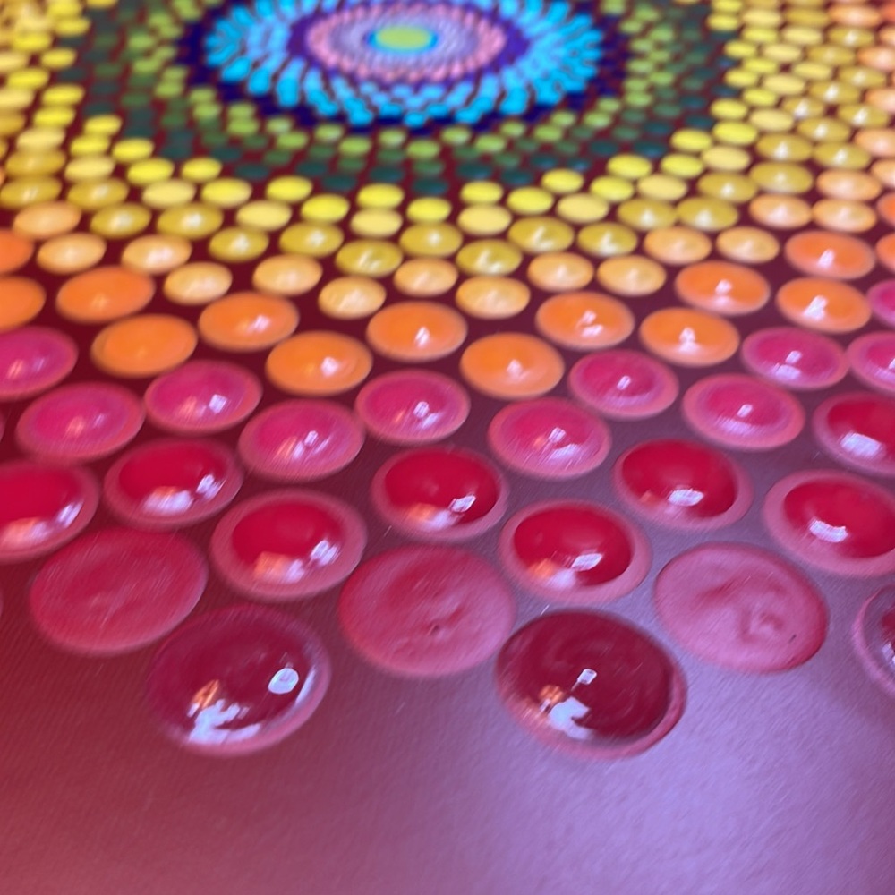 Rainbow canvas Mandala, 20 x 16“. Coded with a clear, indoor outdoor protection.